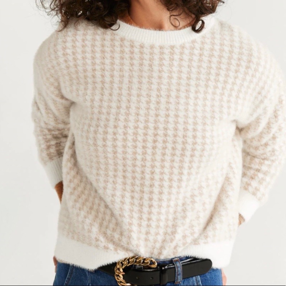 MANGO Oversized Houndstooth Sweater Sz M